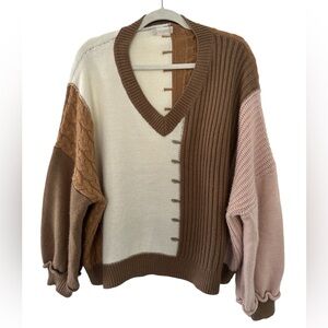 Altar’d State color block, cable kit sweater, Small